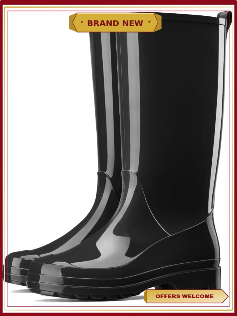 Women's Waterproof Rain Boots Non-Slip PVC Gardening Boots with Arch Support